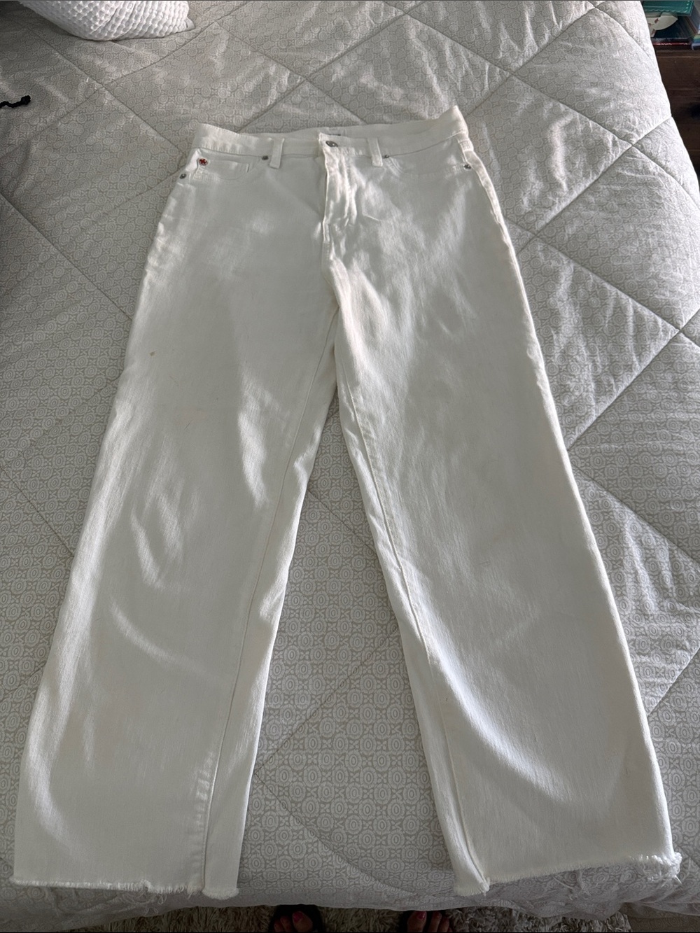 Hudson Jeans Relaxed White Straight-Leg Jeans